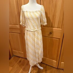 BeBop Sunshine Ivory Off Shoulder Midi Dress